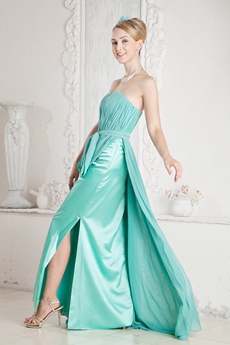 Sassy Column Full Length Jade Green Bridesmaid Dress 