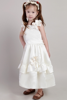 Ankle Length Infant Flower Girl Dress With Bowknot 