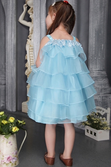 Puffy Knee Length Blue Infant Toddler Flower Girl Dresses