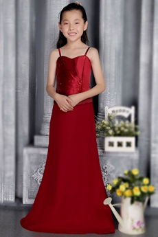 Sassy Spaghetti Straps A-line Red Satin Flower Girl Dress With Beads 