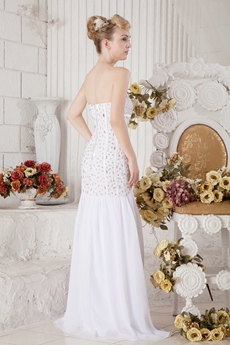 Luxurious Sheath Full Length Beaded Wedding Dress 2016