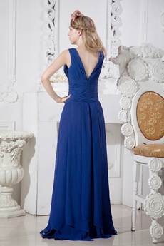 Gorgeous V-Neckline Column Royal Blue Graduation Dress For College 