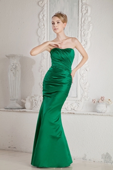 Elegance Hunter Green Satin Mermaid Mother Dress 