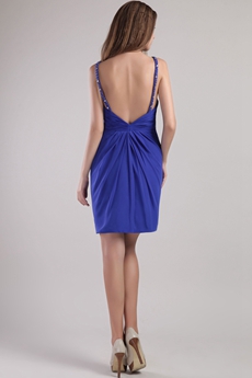 Backless Mini Length Royal Blue Cocktail Dress 