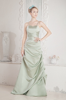 Glamour Sage Satin Prom Party Dress 