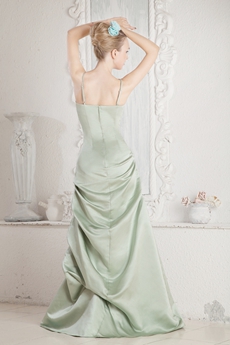 Glamour Sage Satin Prom Party Dress 