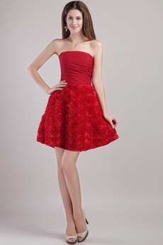 Mini Length Red Floral Sweet XVI Dress 