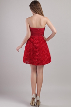 Mini Length Red Floral Sweet XVI Dress 