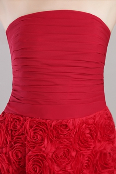 Mini Length Red Floral Sweet XVI Dress 