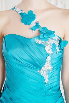 Top Quality One Straps Mermaid Blue Sweet Sixteen Dress 