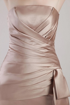Classical Champange Satin Wedding Guest Dresses With Ruched  