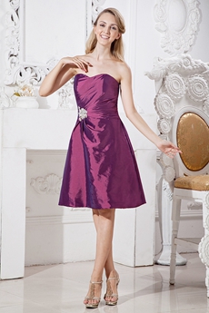 Knee Length Grape Colored Junior Prom Dress   