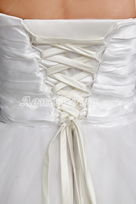 Simple White Tulle Quinceanera Dress