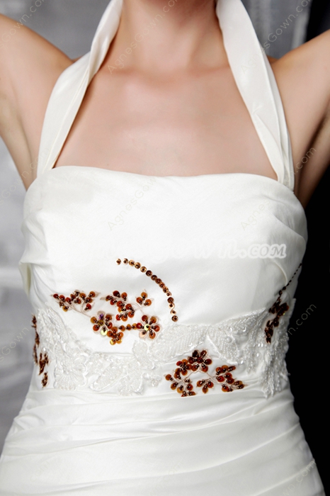 Beautiful Halter Casual Bridal Dresses With Beads  