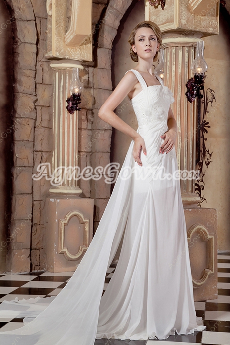Double Straps Summer Beach Wedding Dress With Lace  