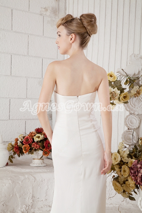 Affordable Sheath Full Length Chiffon Wedding Dress 
