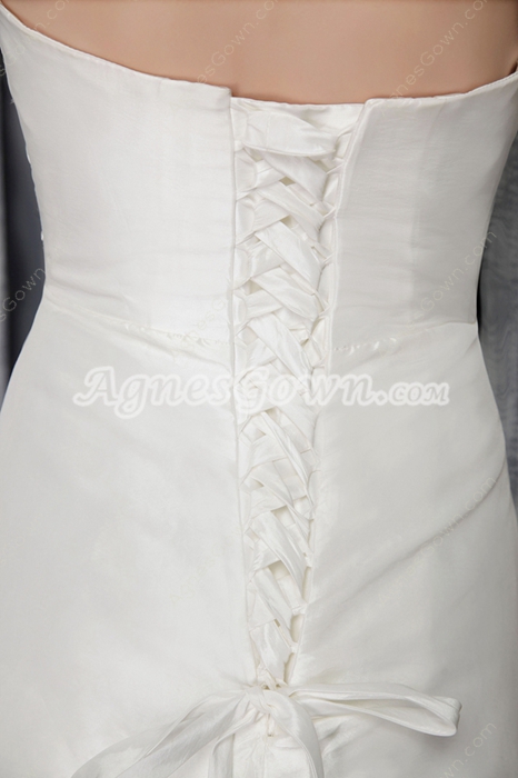 Affordable A-line Satin Bridal Dress Corset Back 