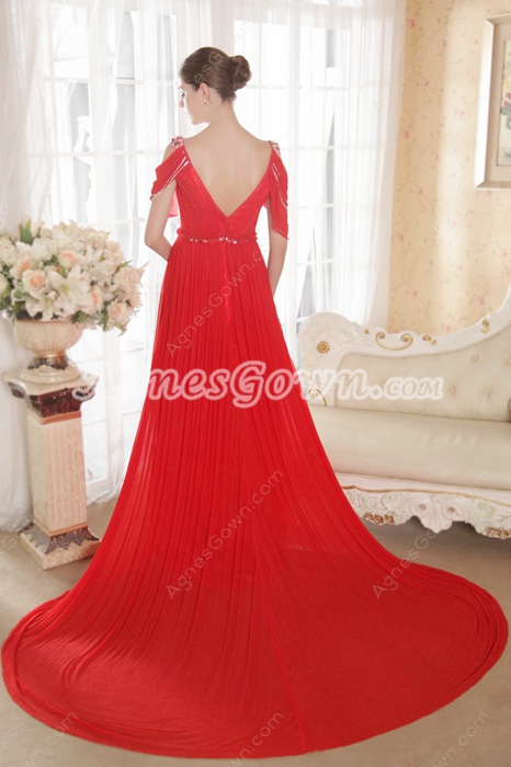 Charming Red Maxi Evening Dresses With V-Back 