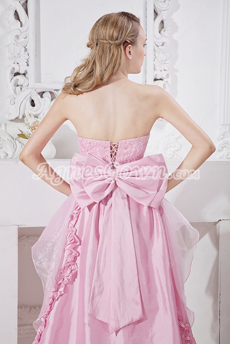 Sassy Strapless Mini Length Pink Sweet Sixteen Dress With Beads 