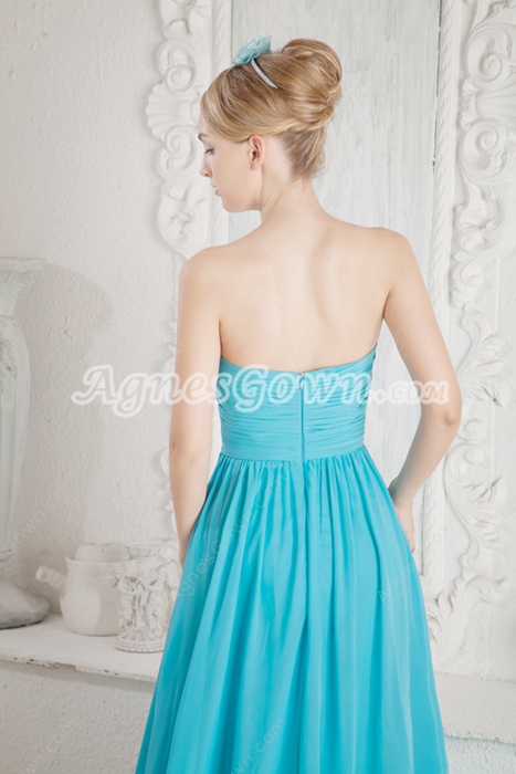 Stunning A-line Blue Chiffon Prom Party Dress 