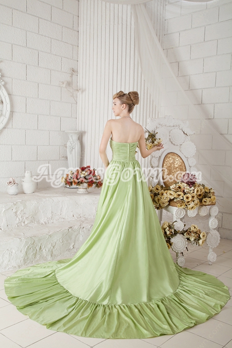 Breathtaking Sage Colored Celebrity Evening Gown 