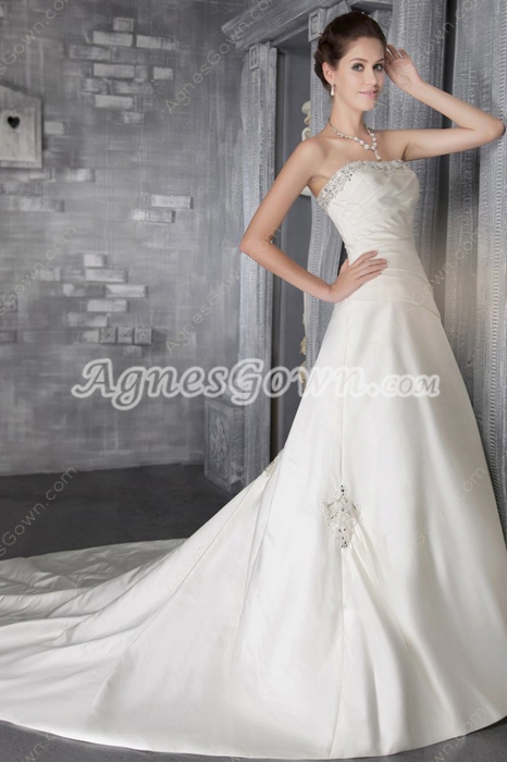 Affordable Satin Bridal Dress With Beads 