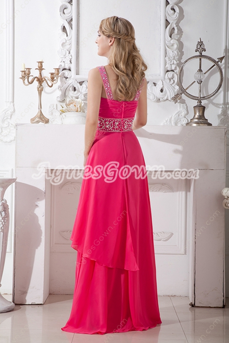 Front Keyhole Bust Fuchsia Junior Prom Dress 