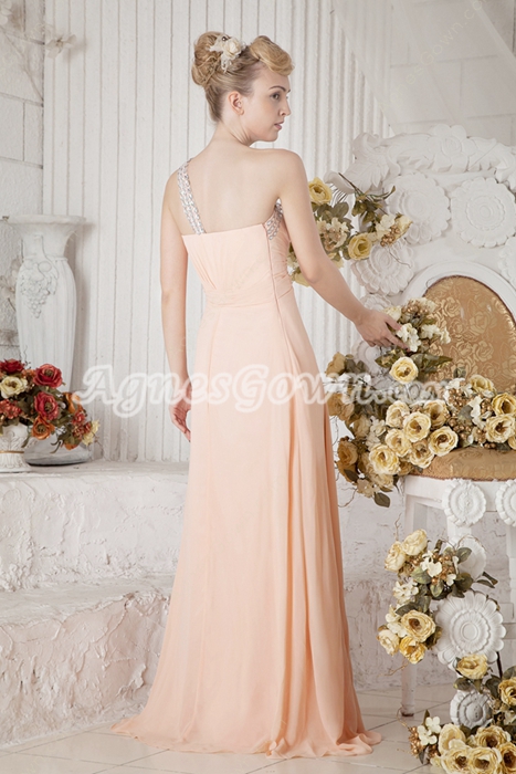 Sassy One Shoulder A-line Coral Bridesmaid Dress With Rhinestones 