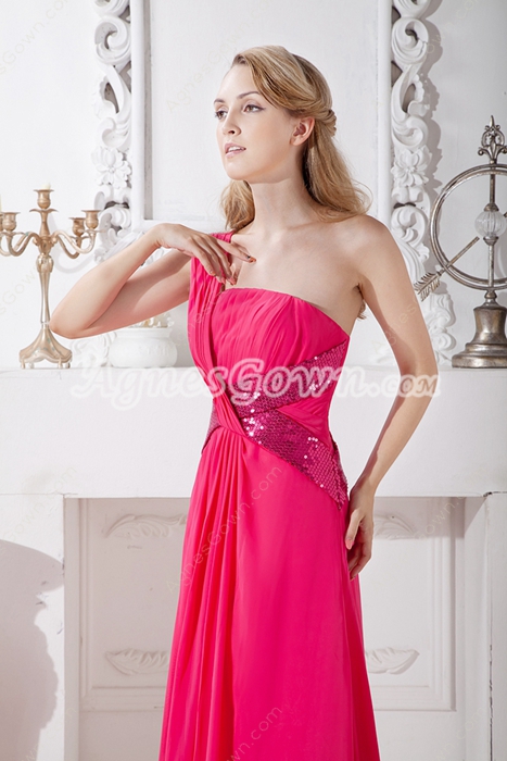 Sassy One Straps A-line Hot Pink Chiffon New Year Eve Dress 