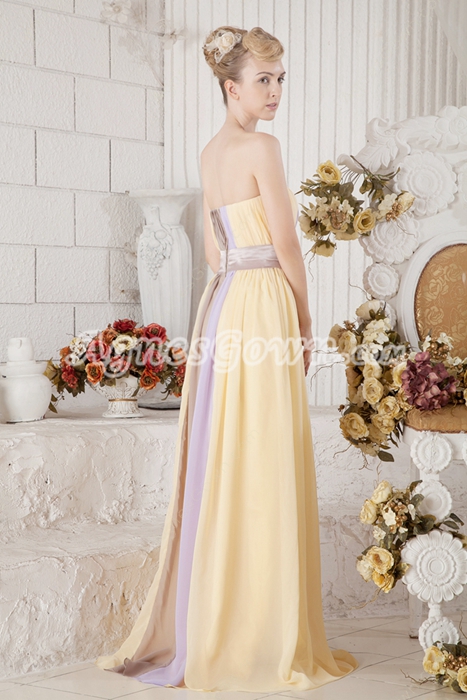 Pretty A-line Full Length Multi Colored Rainbow Evening Dress 