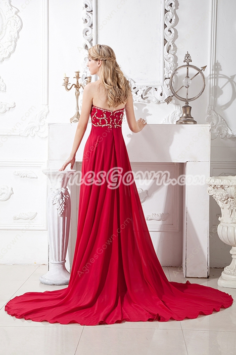 Grecian Empire Red Chiffon Maternity Evening Gown 