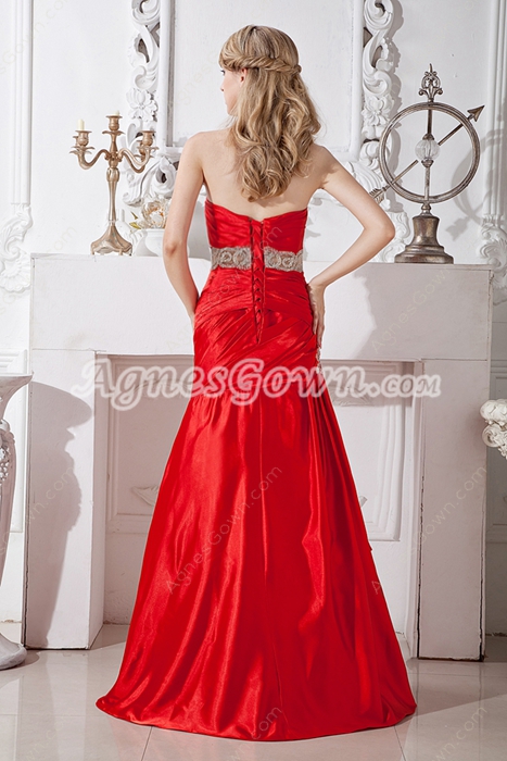 Charming Red Satin Mermaid/Fishtail Prom Party Dress