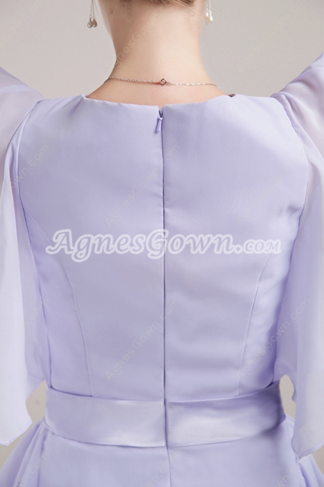 Short Sleeves Mini Length Lavender Homecoming Dress 