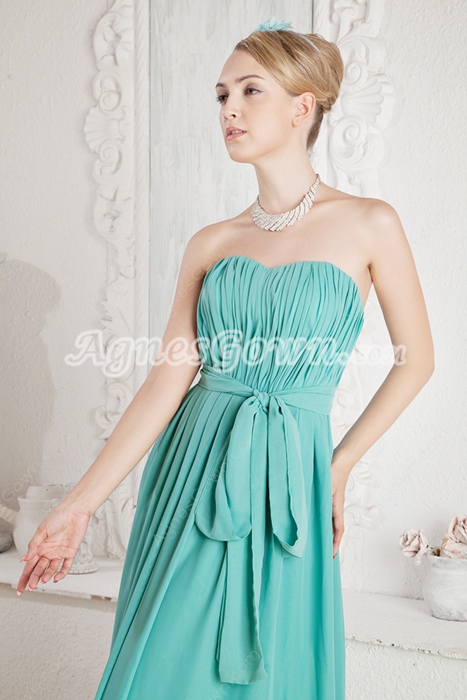 Sassy Column Full Length Jade Green Bridesmaid Dress 