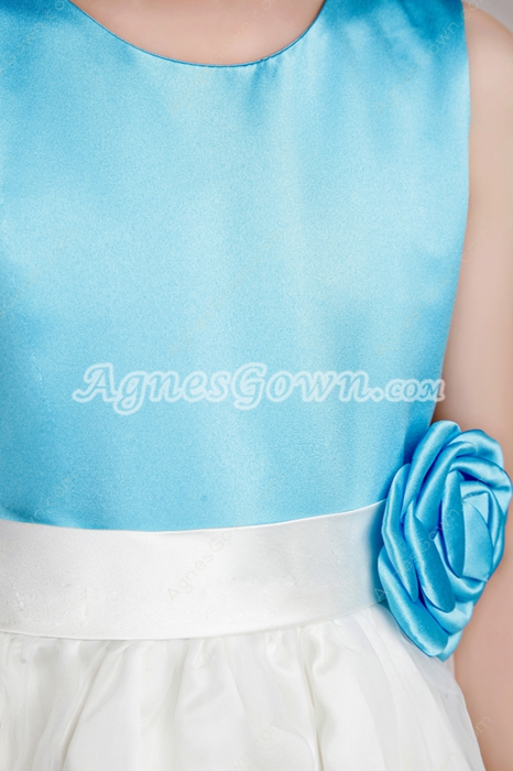 Best Blue & White Flower Girl Dresses With Handmade Flowers 