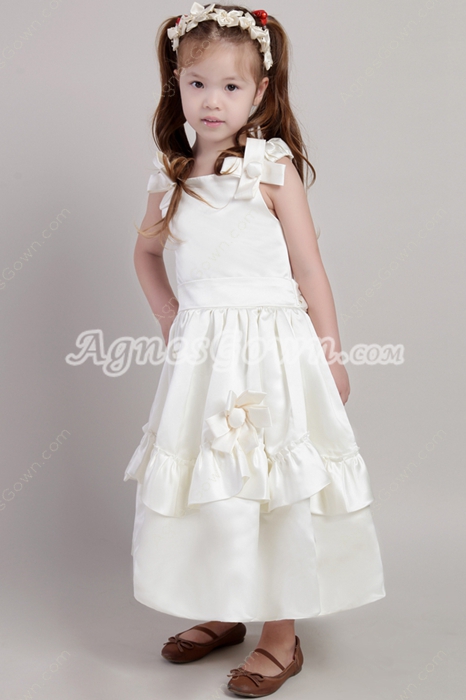 Ankle Length Infant Flower Girl Dress With Bowknot 