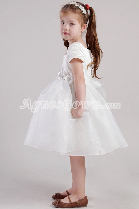 Adorable Knee Length Infant Flower Girl Dress Short Sleeves 