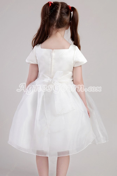 Adorable Knee Length Infant Flower Girl Dress Short Sleeves 