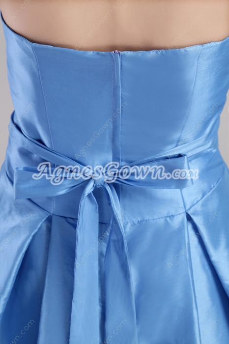 Puffy Mini Length Turquoise Taffeta Damas Dress 