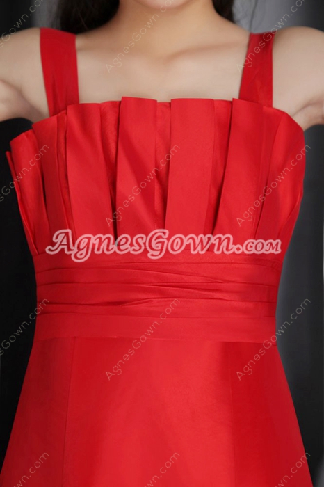 Tea Length Red Satin Girls Party Dress 