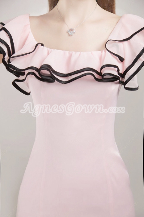 Scoop Neckline Mini Length Pink Cocktail Dress 