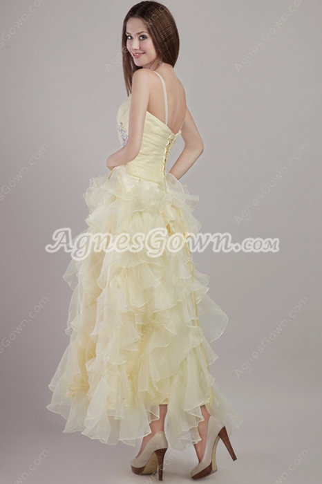 Perfect Yellow Ankle Length Sweet 15 Dresses With Ruffles 