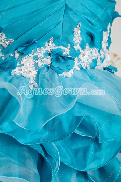 Top Quality One Straps Mermaid Blue Sweet Sixteen Dress 