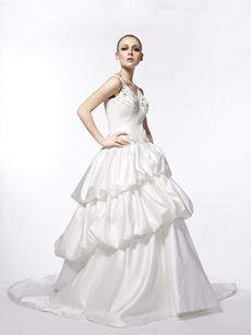 Classy V-Neckline Ball Gown Taffeta Wedding Dress 