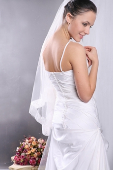 Grecian V-Neckline Simple Wedding Gown With Buttons 