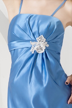 Blue Spaghetti Straps Unique Prom Dress