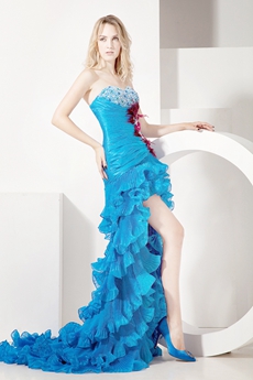 Best Sweetheart Turquoise Cocktail Evening Dresses With Ruffles 