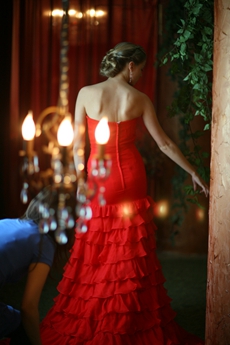 Stunning Red Celebrity Prom Dresses With Ruffles 