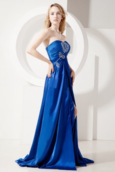 Pretty Royal Blue Sweetheart Prom Dresses with Slit 