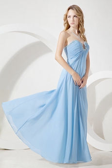 Stunning Chiffon Blue Graduation Dress for Plus Size